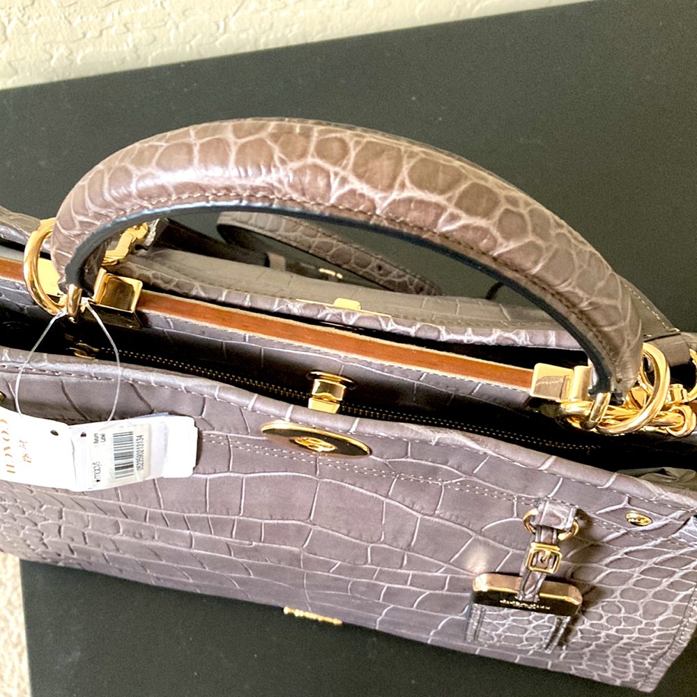 Coach GRAMERCY SATCHEL NWT Gray Croc-Embossed Handbag - Picture 5 of 16